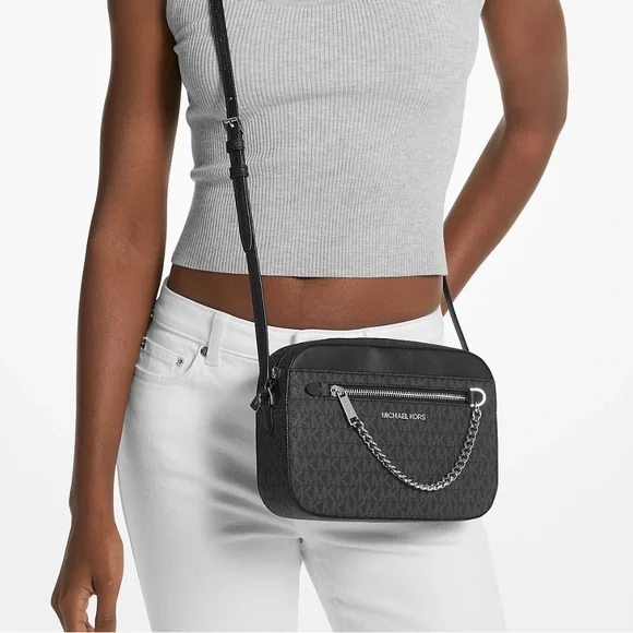 NWT MICHAEL KORS Jet Set Large Logo Crossbody Chain Bag - Picture 13 of 13